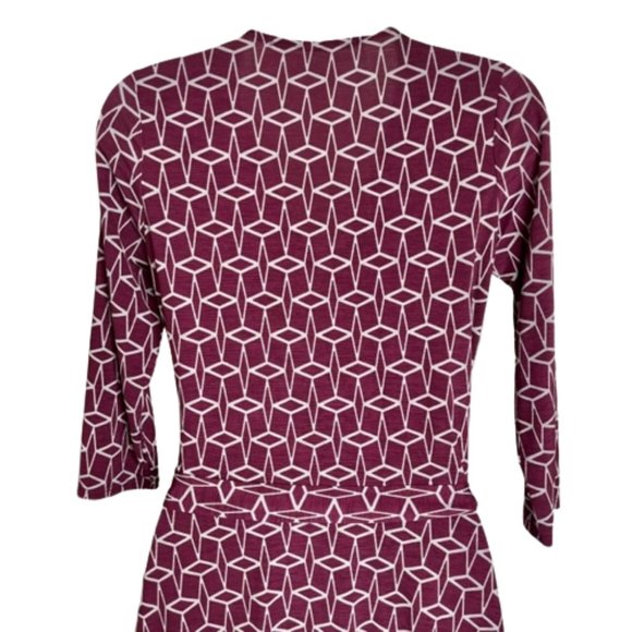 41 Hawthorn Renesme Faux Wrap Geometric Dress Stitch Fix - Cranberry - S - Picture 7 of 7